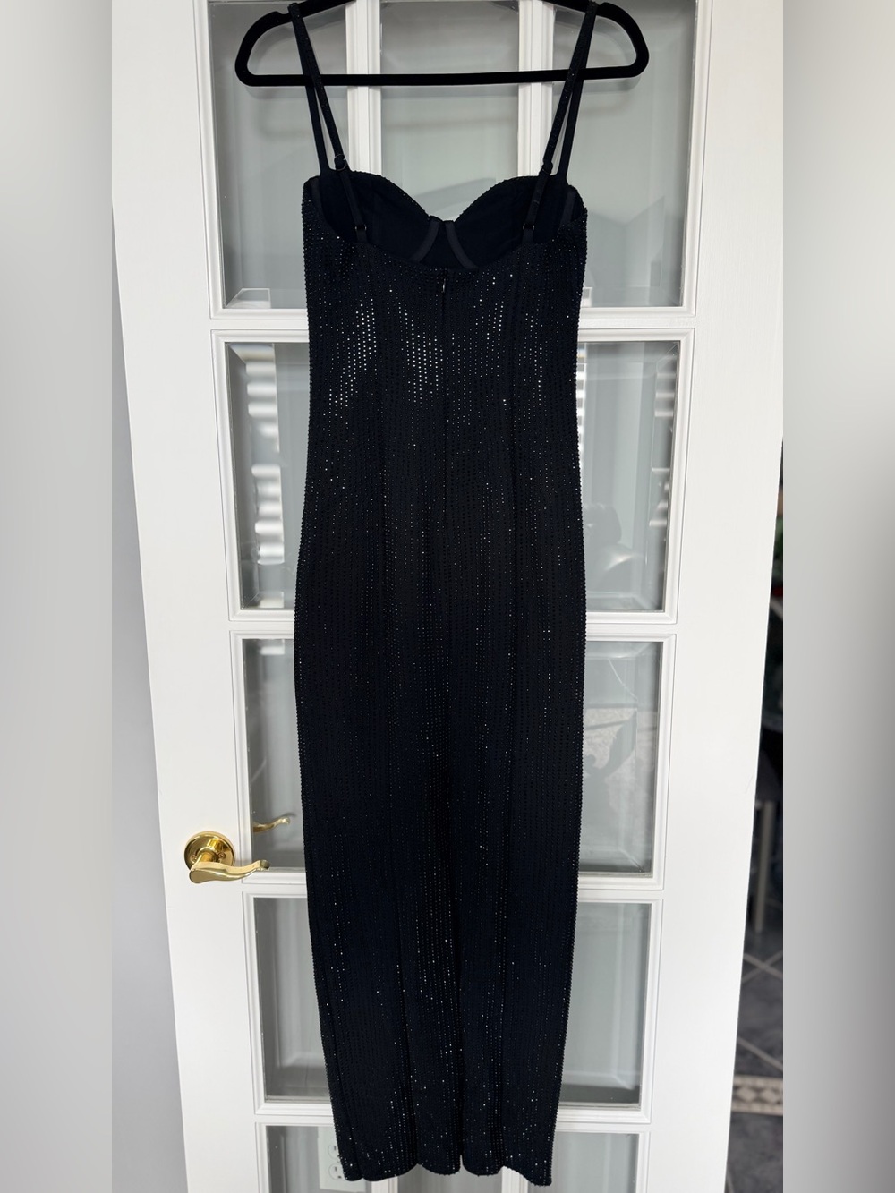Meshki Black Sequin Strap Maxi Dress